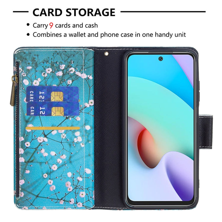 For Xiaomi Redmi 10 Colored Drawing Pattern Zipper Horizontal Flip Leather Case with Holder & Card Slots & Wallet(Plum Blossom) by buy2fix