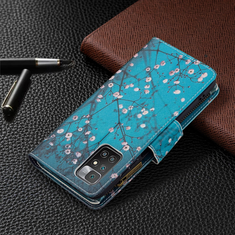 For Xiaomi Redmi 10 Colored Drawing Pattern Zipper Horizontal Flip Leather Case with Holder & Card Slots & Wallet(Plum Blossom) by buy2fix