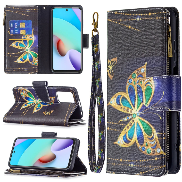 For Xiaomi Redmi 10 Colored Drawing Pattern Zipper Horizontal Flip Leather Case with Holder & Card Slots & Wallet(Big Butterfly) - Xiaomi Cases by buy2fix | Online Shopping UK | buy2fix