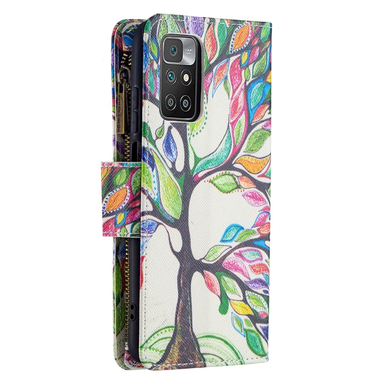 For Xiaomi Redmi 10 Colored Drawing Pattern Zipper Horizontal Flip Leather Case with Holder & Card Slots & Wallet(Tree) - Xiaomi Cases by buy2fix | Online Shopping UK | buy2fix