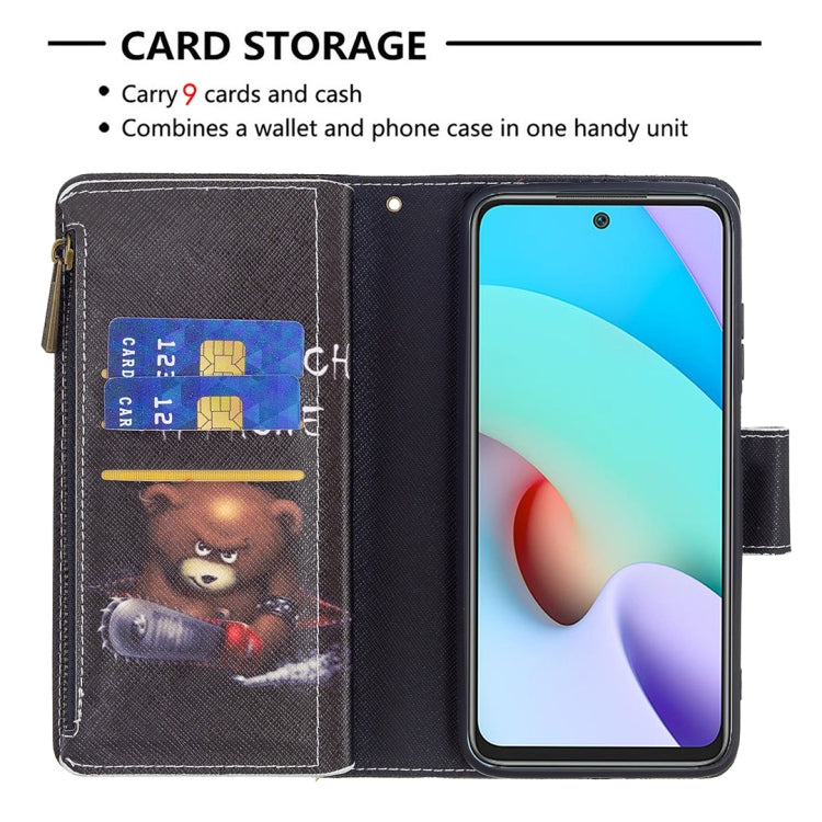 For Xiaomi Redmi 10 Colored Drawing Pattern Zipper Horizontal Flip Leather Case with Holder & Card Slots & Wallet(Bear) - Xiaomi Cases by buy2fix | Online Shopping UK | buy2fix