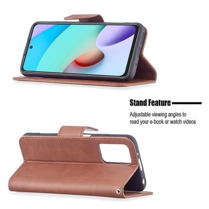 For Xiaomi Redmi 10 Retro Lambskin Texture Pure Color Horizontal Flip PU Leather Case with Holder & Card Slots & Wallet & Lanyard(Brown) - Xiaomi Cases by buy2fix | Online Shopping UK | buy2fix