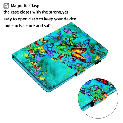 8 inch Universal Colored Drawing Horizontal Flip PU Leather Case with Holder & Card Slot(Green Butterfly) - 8 inch by buy2fix | Online Shopping UK | buy2fix