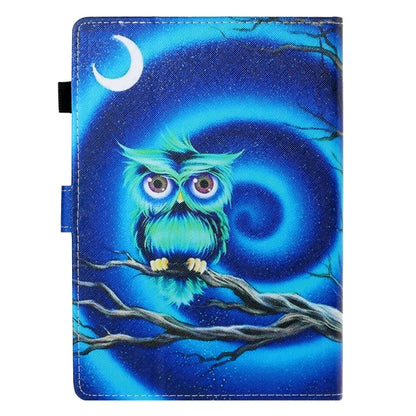 8 inch Universal Colored Drawing Horizontal Flip PU Leather Case with Holder & Card Slot(Moon Owl) - 8 inch by buy2fix | Online Shopping UK | buy2fix