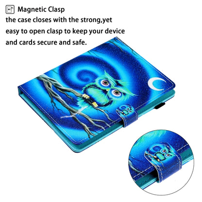 8 inch Universal Colored Drawing Horizontal Flip PU Leather Case with Holder & Card Slot(Moon Owl) - 8 inch by buy2fix | Online Shopping UK | buy2fix