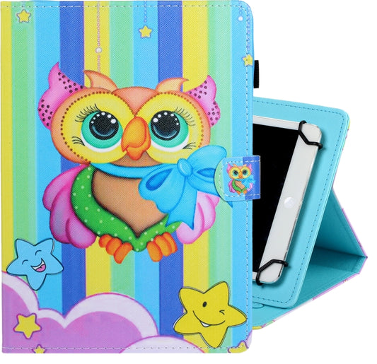 8 inch Universal Colored Drawing Horizontal Flip PU Leather Case with Holder & Card Slot(Rainbow Owl) - 8 inch by buy2fix | Online Shopping UK | buy2fix