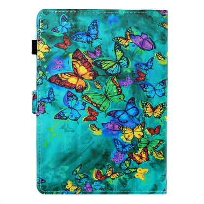 10 inch Universal Colored Drawing Horizontal Flip PU Leather Case with Holder & Card Slot(Green Butterfly) - 10 - 11 inch by buy2fix | Online Shopping UK | buy2fix