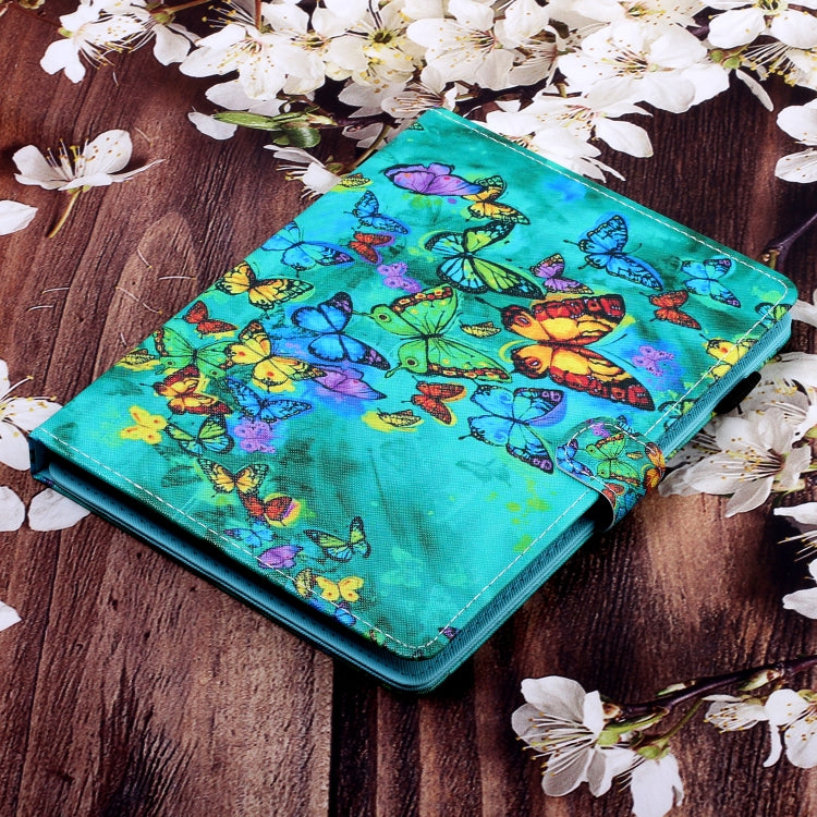10 inch Universal Colored Drawing Horizontal Flip PU Leather Case with Holder & Card Slot(Green Butterfly) - 10 - 11 inch by buy2fix | Online Shopping UK | buy2fix