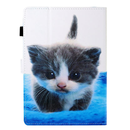 10 inch Universal Colored Drawing Horizontal Flip PU Leather Case with Holder & Card Slot(Blue White cat) - 10 - 11 inch by buy2fix | Online Shopping UK | buy2fix