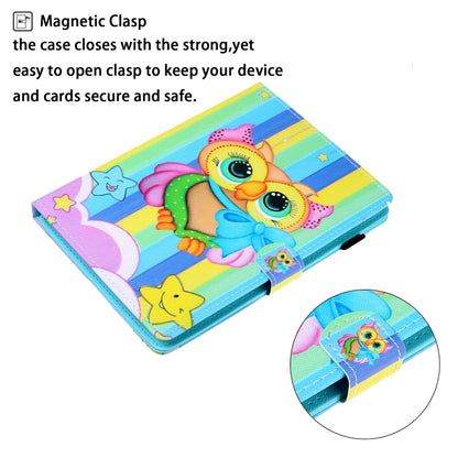 10 inch Universal Colored Drawing Horizontal Flip PU Leather Case with Holder & Card Slot(Rainbow Owl) - 10 - 11 inch by buy2fix | Online Shopping UK | buy2fix