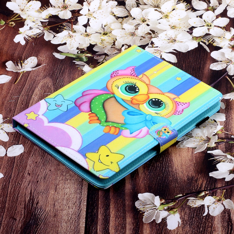 10 inch Universal Colored Drawing Horizontal Flip PU Leather Case with Holder & Card Slot(Rainbow Owl) - 10 - 11 inch by buy2fix | Online Shopping UK | buy2fix