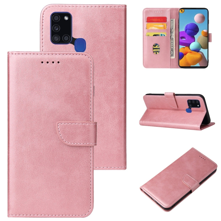 For Samsung Galaxy A21s Calf Texture Buckle Horizontal Flip Leather Case with Holder & Card Slots & Wallet(Rose Gold) by buy2fix