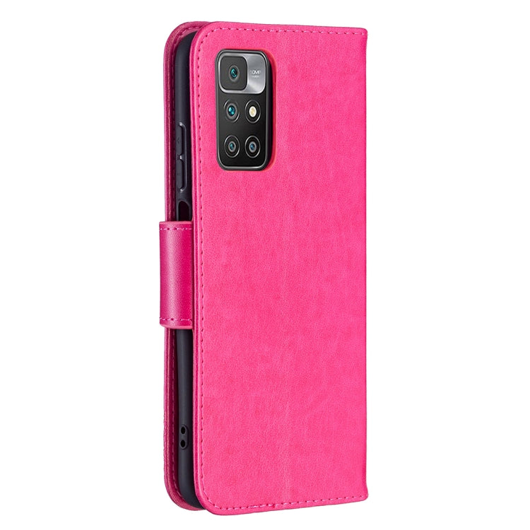 For Xiaomi Redmi 10 Two Butterflies Embossing Pattern Horizontal Flip Leather Case with Holder & Card Slot & Wallet & Lanyard(Rose Red) - Xiaomi Cases by buy2fix | Online Shopping UK | buy2fix