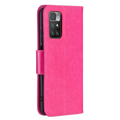 For Xiaomi Redmi 10 Two Butterflies Embossing Pattern Horizontal Flip Leather Case with Holder & Card Slot & Wallet & Lanyard(Rose Red) - Xiaomi Cases by buy2fix | Online Shopping UK | buy2fix