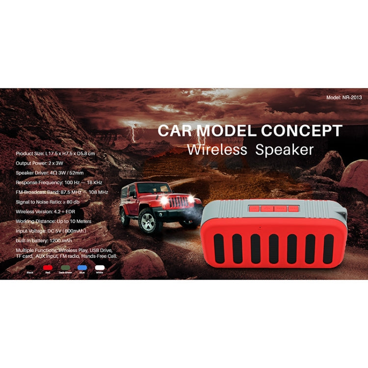 NewRixing NR-2013 TWS Car Exhaust Duct-shaped Bluetooth Speaker(Red) - Desktop Speaker by NewRixing | Online Shopping UK | buy2fix