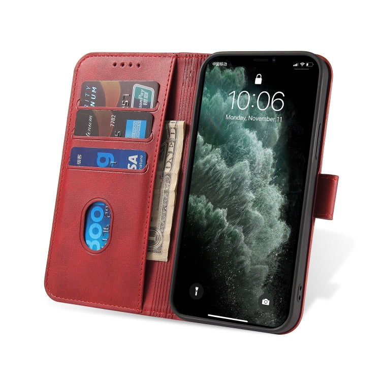 For iPhone 12 / 12 Pro Calf Texture Buckle Horizontal Flip Leather Case with Holder & Card Slots & Wallet(Red) - iPhone 12 / 12 Pro Cases by buy2fix | Online Shopping UK | buy2fix