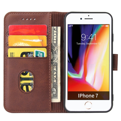 For iPhone SE 2022 / SE 2020 / 8 / 7 Calf Texture Buckle Horizontal Flip Leather Case with Holder & Card Slots & Wallet(Brown) - iPhone SE 2022 / 2020 / 8 / 7 Cases by buy2fix | Online Shopping UK | buy2fix