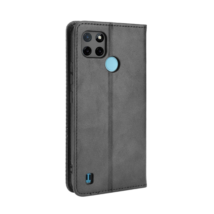 For OPPO Realme C21Y Magnetic Buckle Retro Pattern Horizontal Flip Leather Case with Holder & Card Slot & Wallet(Black) - Realme Cases by buy2fix | Online Shopping UK | buy2fix