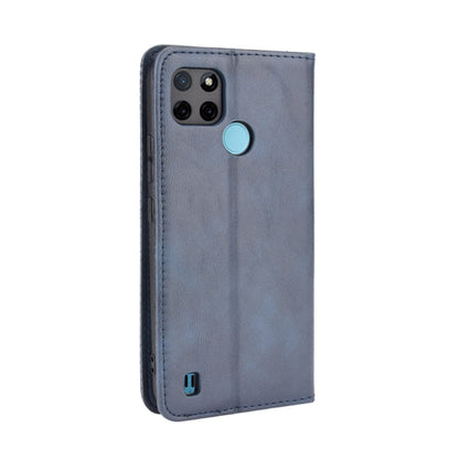 For OPPO Realme C21Y Magnetic Buckle Retro Pattern Horizontal Flip Leather Case with Holder & Card Slot & Wallet(Blue) - Realme Cases by buy2fix | Online Shopping UK | buy2fix