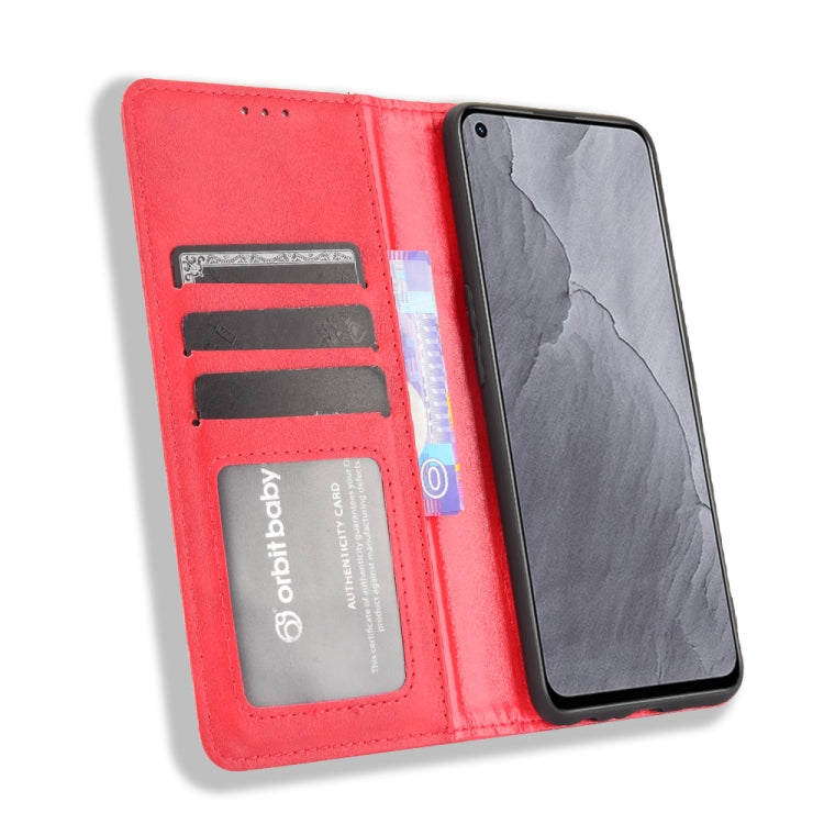 For OPPO Realme GT Master Magnetic Buckle Retro Pattern Horizontal Flip Leather Case with Holder & Card Slot & Wallet(Red) - Realme Cases by buy2fix | Online Shopping UK | buy2fix