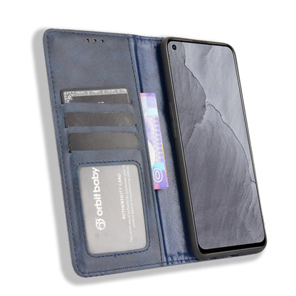 For OPPO Realme GT Master Magnetic Buckle Retro Pattern Horizontal Flip Leather Case with Holder & Card Slot & Wallet(Blue) - Realme Cases by buy2fix | Online Shopping UK | buy2fix