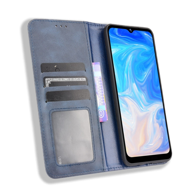 For Doogee N40 Pro Magnetic Buckle Retro Pattern Horizontal Flip Leather Case with Holder & Card Slot & Wallet(Blue) - More Brand by buy2fix | Online Shopping UK | buy2fix