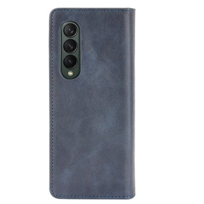 For Samsung Galaxy Z Fold3 5G Magnetic Buckle Retro Pattern Horizontal Flip Leather Case with Holder & Card Slot & Wallet(Blue) by buy2fix