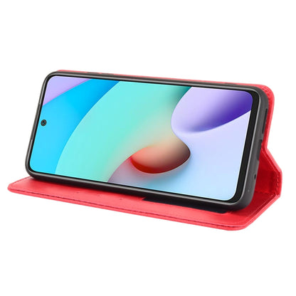 For Xiaomi Redmi 10 Magnetic Buckle Retro Pattern Horizontal Flip Leather Case with Holder & Card Slot & Wallet(Red) - Xiaomi Cases by buy2fix | Online Shopping UK | buy2fix