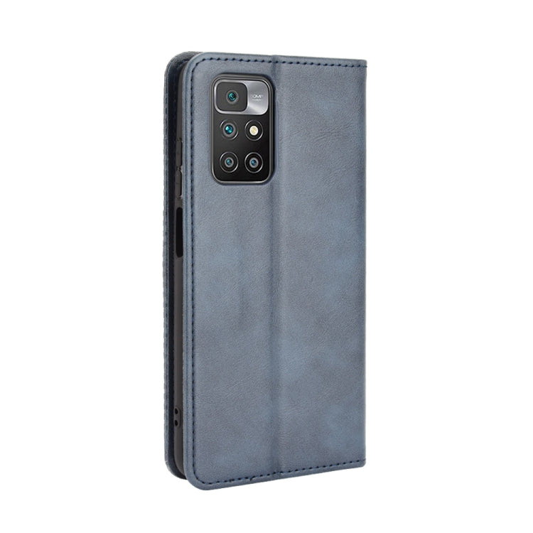 For Xiaomi Redmi 10 Magnetic Buckle Retro Pattern Horizontal Flip Leather Case with Holder & Card Slot & Wallet(Blue) - Xiaomi Cases by buy2fix | Online Shopping UK | buy2fix