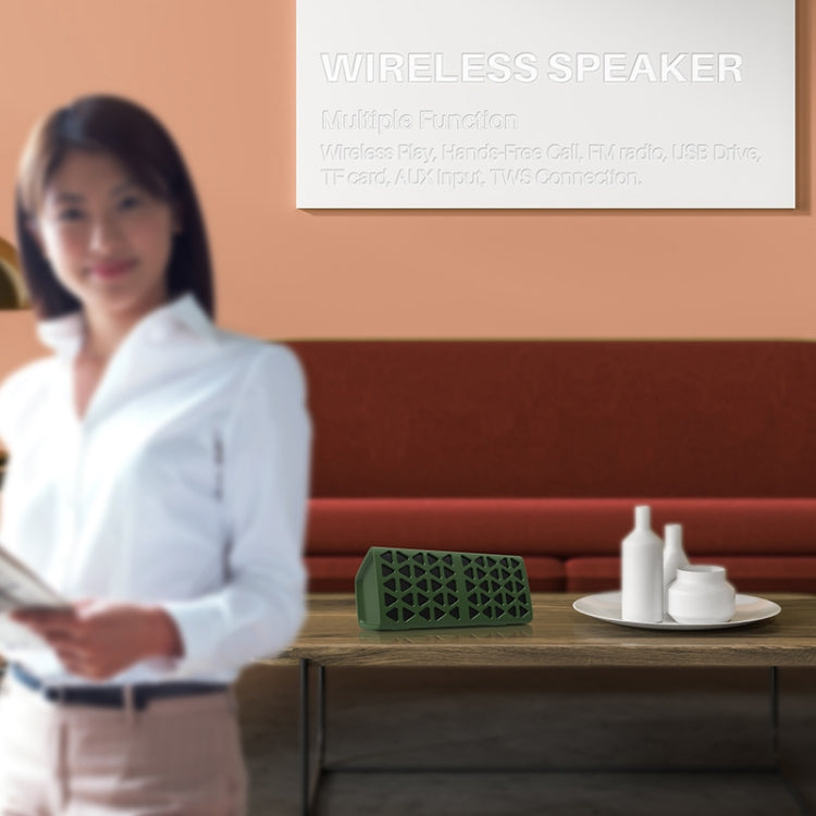 NewRixing NR-3021 TWS Hollow Triangle Pattern Bluetooth Speaker(Green) - Desktop Speaker by NewRixing | Online Shopping UK | buy2fix