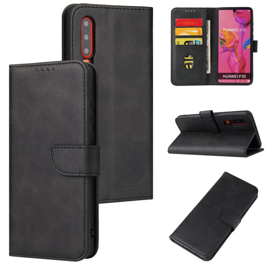 For Huawei P30 Calf Texture Buckle Horizontal Flip Leather Case with Holder & Card Slots & Wallet(Black) - Huawei Cases by buy2fix | Online Shopping UK | buy2fix