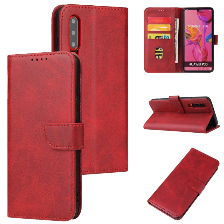 For Huawei P30 Calf Texture Buckle Horizontal Flip Leather Case with Holder & Card Slots & Wallet(Red) - Huawei Cases by buy2fix | Online Shopping UK | buy2fix