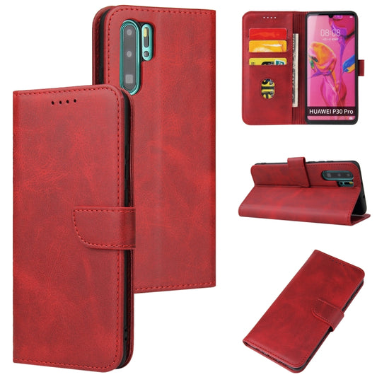 For Huawei P30 Pro Calf Texture Buckle Horizontal Flip Leather Case with Holder & Card Slots & Wallet(Red) - Huawei Cases by buy2fix | Online Shopping UK | buy2fix
