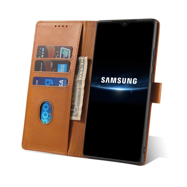 For Samsung Galaxy A22 5G Calf Texture Buckle Horizontal Flip Leather Case with Holder & Card Slots & Wallet(Khaki) by buy2fix