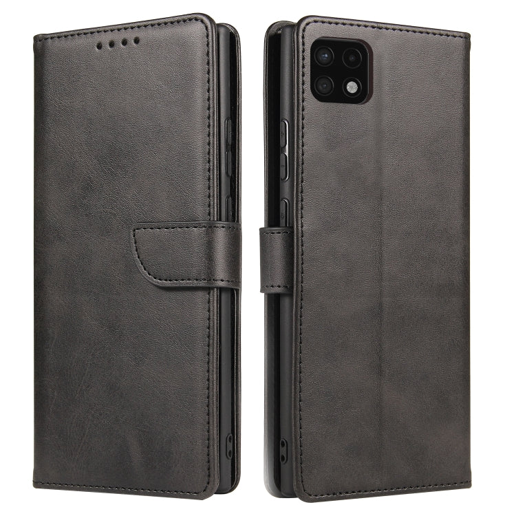 For Samsung Galaxy A22 5G Calf Texture Buckle Horizontal Flip Leather Case with Holder & Card Slots & Wallet(Black) by buy2fix