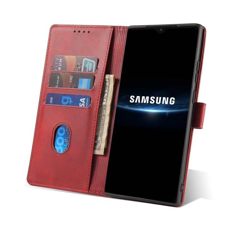 For Samsung Galaxy A22 5G Calf Texture Buckle Horizontal Flip Leather Case with Holder & Card Slots & Wallet(Red) by buy2fix