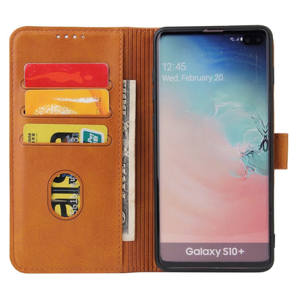 For Samsung Galaxy S10 Calf Texture Buckle Horizontal Flip Leather Case with Holder & Card Slots & Wallet(Khaki) by buy2fix
