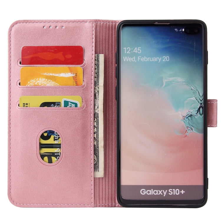 For Samsung Galaxy S10 Calf Texture Buckle Horizontal Flip Leather Case with Holder & Card Slots & Wallet(Rose Gold) by buy2fix
