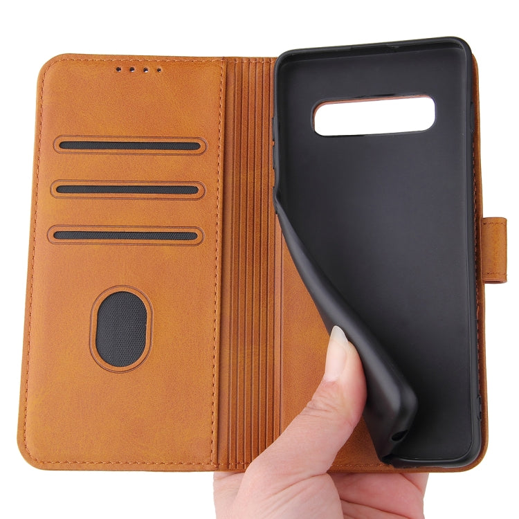 For Samsung Galaxy S10+ Calf Texture Buckle Horizontal Flip Leather Case with Holder & Card Slots & Wallet(Khaki) by buy2fix