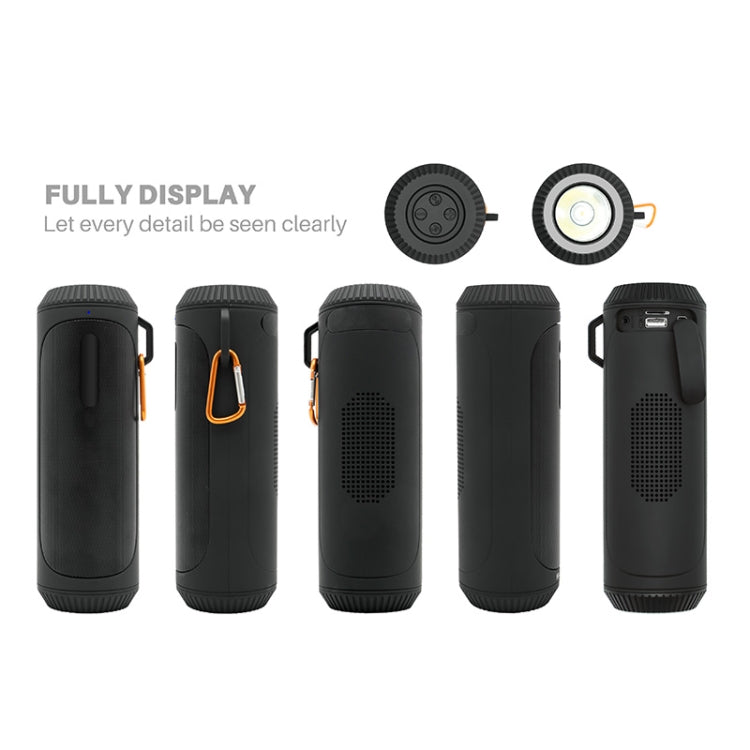 NewRixing NR-4016A TWS Outdoor Splashproof Bluetooth Speaker with Carabiner Handle & SOS Flashlight(Black) - Desktop Speaker by NewRixing | Online Shopping UK | buy2fix