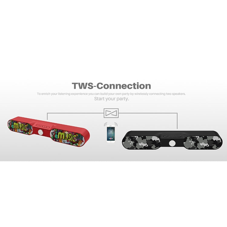 NewRixing NR-4017A TWS Graffiti Soundbar Bluetooth Speaker with Knob(Music Melody) - Desktop Speaker by NewRixing | Online Shopping UK | buy2fix