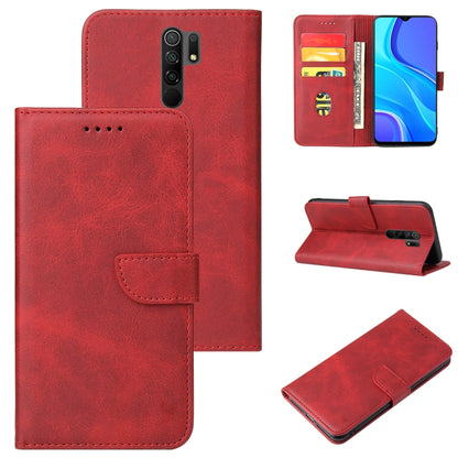 For Xiaomi Redmi 9 Calf Texture Buckle Horizontal Flip Leather Case with Holder & Card Slots & Wallet(Red) - Xiaomi Cases by buy2fix | Online Shopping UK | buy2fix