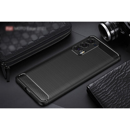 For Motorola Moto Edge 2021 Brushed Texture Carbon Fiber TPU Case(Black) - Motorola Cases by buy2fix | Online Shopping UK | buy2fix