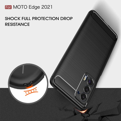 For Motorola Moto Edge 2021 Brushed Texture Carbon Fiber TPU Case(Black) - Motorola Cases by buy2fix | Online Shopping UK | buy2fix