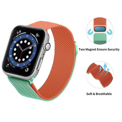 Gradient Color Milan Watch Band For Apple Watch Series 7 45mm/6&SE&5&4 44mm/3&2&1 42mm(Orange Light Blue) - Watch Bands by buy2fix | Online Shopping UK | buy2fix