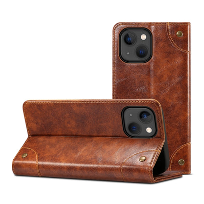 For iPhone 13 mini Baroque Simple Horizontal Flip Leather Case with Holder & Card Slots & Wallet (Light Brown) - iPhone 13 mini Cases by buy2fix | Online Shopping UK | buy2fix