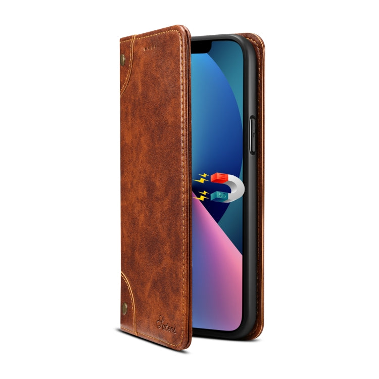 For iPhone 13 mini Baroque Simple Horizontal Flip Leather Case with Holder & Card Slots & Wallet (Light Brown) - iPhone 13 mini Cases by buy2fix | Online Shopping UK | buy2fix