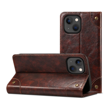 For iPhone 13 Baroque Simple Horizontal Flip Leather Case with Holder & Card Slots & Wallet(Dark Brown) - iPhone 13 Cases by buy2fix | Online Shopping UK | buy2fix