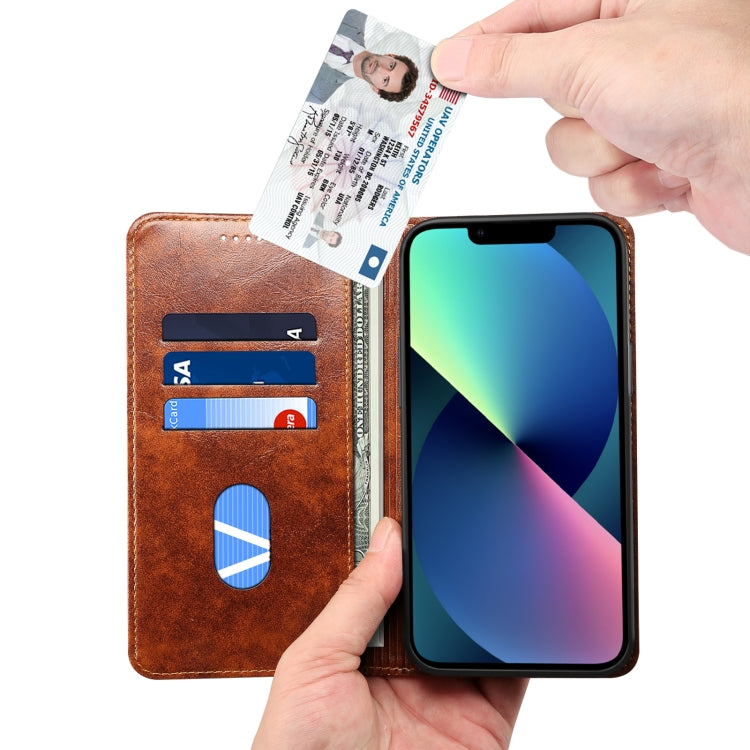 For iPhone 13 Pro Baroque Simple Horizontal Flip Leather Case with Holder & Card Slots & Wallet (Light Brown) - iPhone 13 Pro Cases by buy2fix | Online Shopping UK | buy2fix