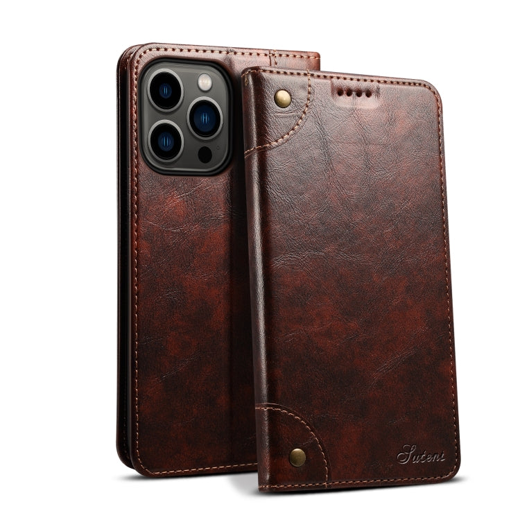 For iPhone 13 Pro Max Baroque Simple Horizontal Flip Leather Case with Holder & Card Slots & Wallet (Dark Brown) - iPhone 13 Pro Max Cases by buy2fix | Online Shopping UK | buy2fix